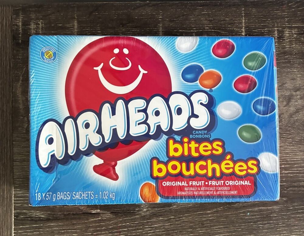 Airheads Bites Bouchees Candy 2 Oz Bags Original Fruit 18 Pack CASE BB 12/2026